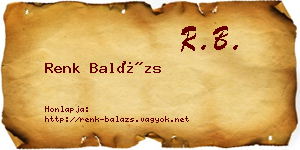 Renk Balázs névjegykártya